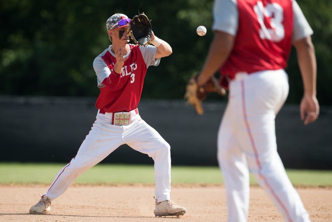 Smyrna's Connor Strauss, 3, grabs an infield hit against St. Mark's Tuesday, May 25, 2021. St. Mark's defeated Smyrna 7-0 to advance to the DIAA semifinals.