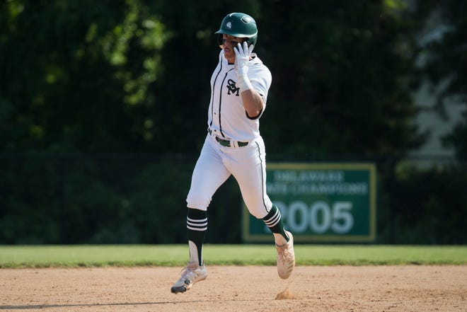 St. Mark's Christian Colmery (1) sprints around the bases after hitting a home run against Smyrna in the DIAA quarterfinals Tuesday, May 25, 2021. St. Mark's defeated Smyrna 7-0 to advance to the DIAA semifinals.