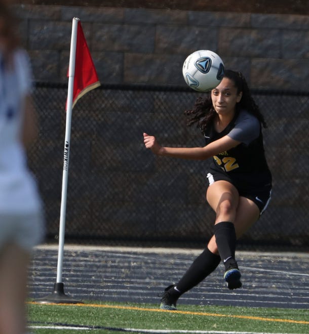 Padua's Brieana Hallo gets the second goal of the game by putting a corner kick directly in the net in the first half of the Pandas' 4-0 DIAA DIv. I state tournament semifinal win against Charter School of Wilmington at Abessinio Stadium Tuesday, May 25, 2021.