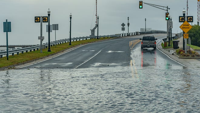 Getting on the Chincoteague drawbridge from the town became a challenge for motorists due to flooding caused by Friday's storm.